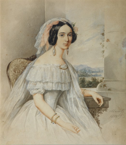 Portrait of Alexandra Smirnova-Rosset (1809-1882), 1844. Artist: Alexeyev, Nikolai Mikhailovich (1813-1880)