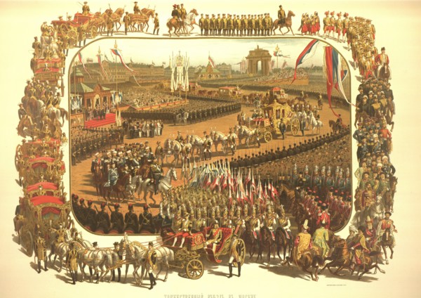 The Ceremonial Entry of Alexander III in Moscow (From the Coronation Album), 1883. Artist: Savitsky, Konstantin Apollonovich (1844-1905)