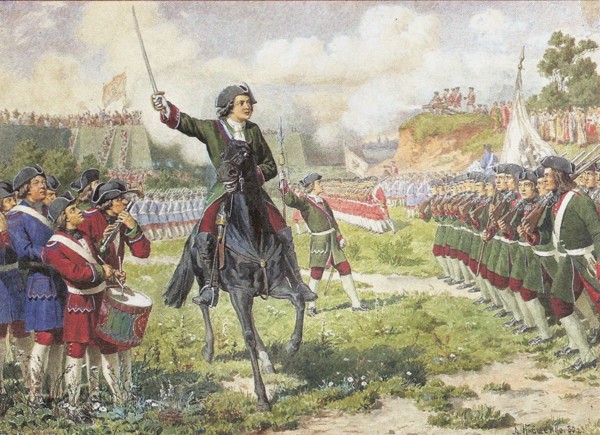 Military exercise of the Fun forces of Peter I near Kozukhovo, 1880. Artist: Kivshenko, Alexei Danilovich (1851-1895)