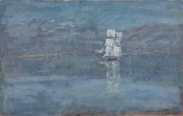Ladscape with a Sailing Boat, End 1890s. Artist: Levitan, Isaak Ilyich (1860-1900)