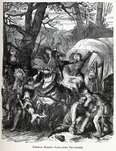 Norman Barons Waylaying Travelers, 1882. Artist: Anonymous