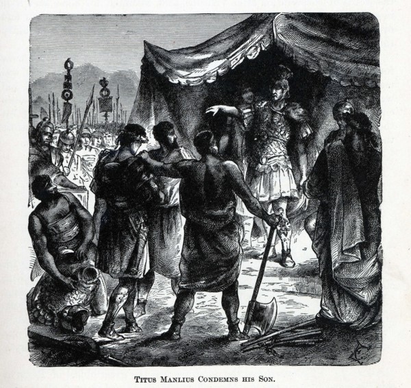 Titus Manlius Condemns His Son, 1882. Artist: Anonymous