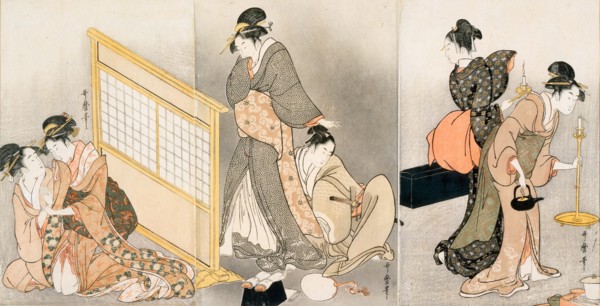 Double pillow. Triptych, ca 1794. Artist: Utamaro, Kitagawa (1753-1806)