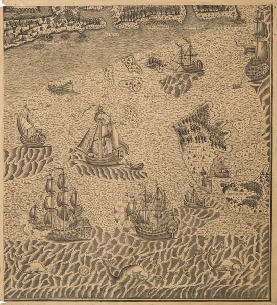 Peter the Great's Fleet at the Onega Bay, ca 1707. Artist: Anonymous