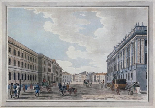 View of a Millionnaya Street and the Marble Palace Through the Field of Mars, 1790. Artist: Malton, Thomas, the Elder (1726?1801)
