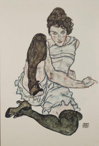 Seated Woman with Legs Drawn Up, 1917. Artist: Schiele, Egon (1890-1918)