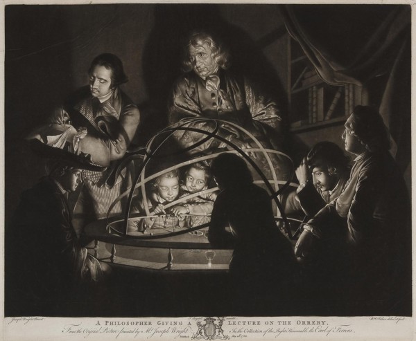A Philosopher giving a Lecture on the Orrery in which a lamp is put in place of the Sun.
