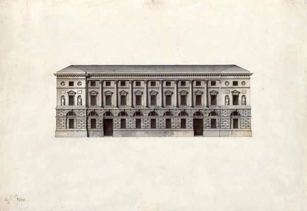 Facade of the Hermitage Theatre in Saint Petersburg.