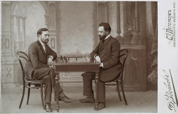 Mikhail Chigorin (1850-1908) and Siegbert Tarrasch (1862-1934) in Petersburg, 1893.