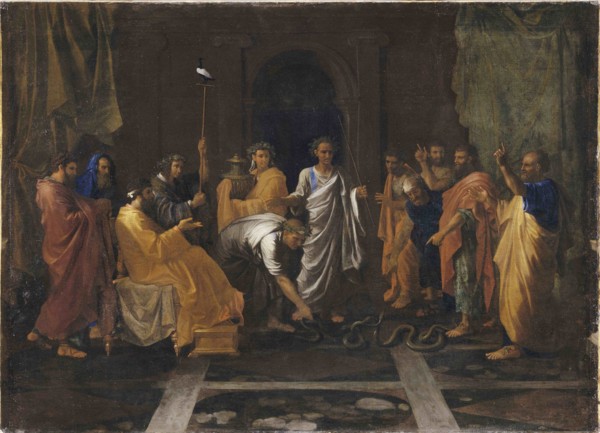 Moses turning Aaron's rod into a snake.