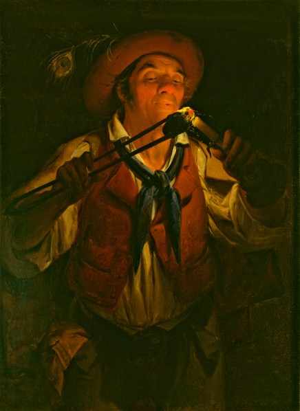 Farmer Lighting a Candle with a Burning Stick.