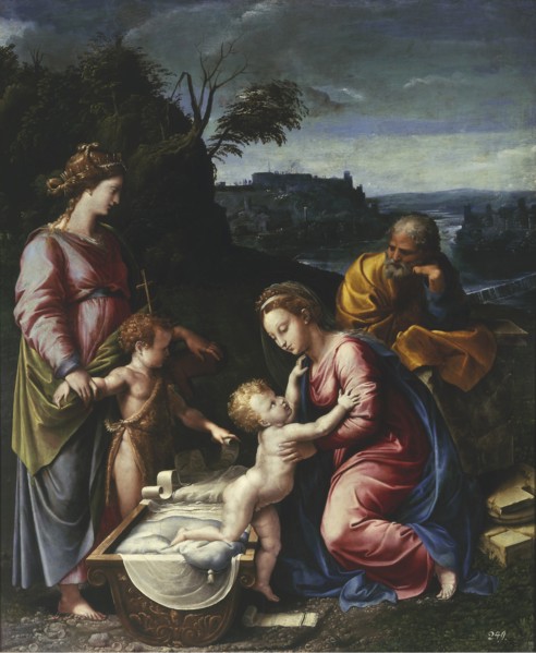 The Holy Family with the young John the Baptist and Saint Catherine.