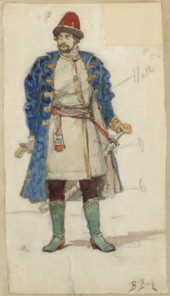 Prince. Costume design for the opera Rusalka by A. Dargomyzhsky.