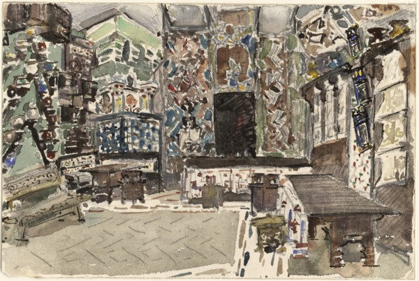 Stage design for the opera The Tsar's Bride by N. Rimsky-Korsakov.