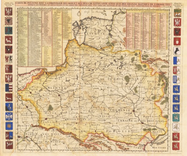 Map of Poland includes portions of Livonia and Grand Duchy of Moscow.