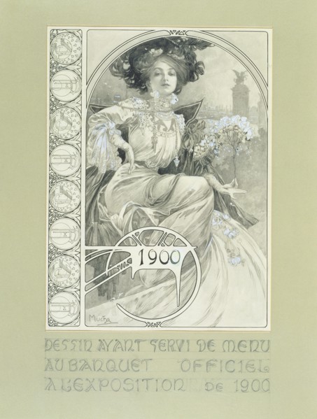 Official Banquet of the Paris International Exhibition 1900. Design for the menu.