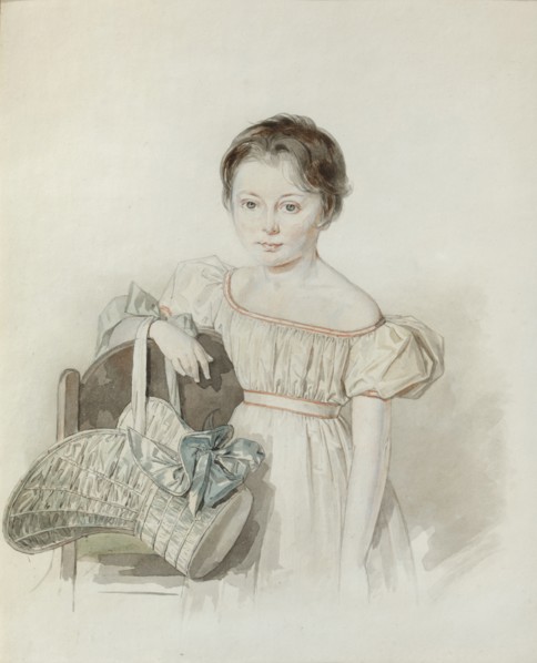 Portrait of a Girl With Hat In Her Hand.