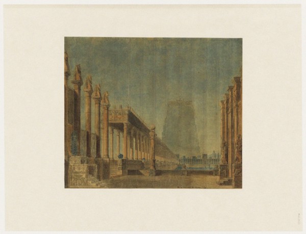 Set design for opera Les Mystères d'Isis by Wolfgang Amadeus Mozart.