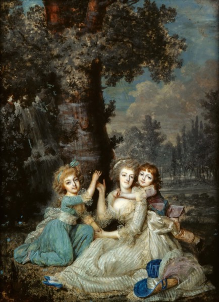 Portrait of Queen Marie Antoinette of France (1755-1793) with children, 1790.
