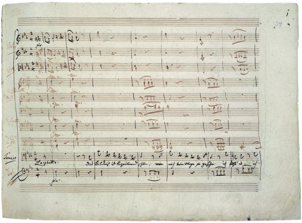 The autograph manuscript: The Magic Flute. Act I aria This portrait is enchantingly beautiful...,