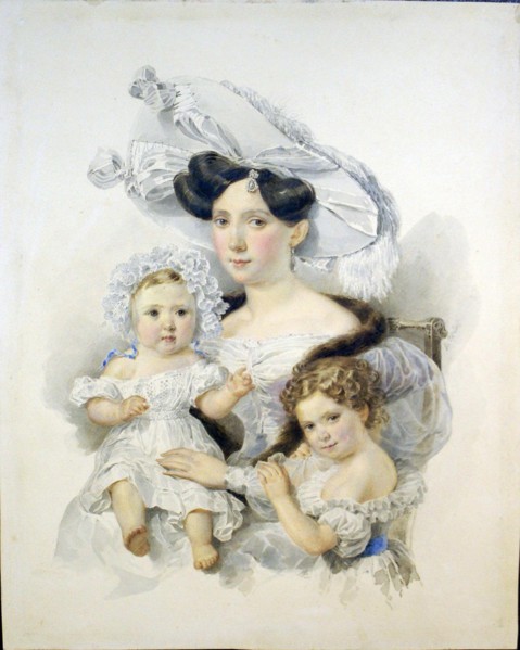Portrait of Countess Elizaveta Nikolaevna Chernyshova (1808-1872), née Zotova, with daughters, c. 18