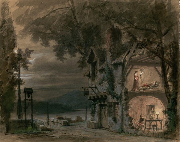 Set design for opera Rigoletto by Giuseppe Verdi. Paris, Théâtre national de l'Opéra, 1885.