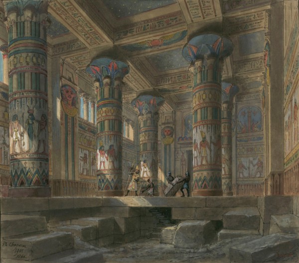 Set design for opera Aida by Giuseppe Verdi. Paris, Théâtre national de l'Opéra, 1880.