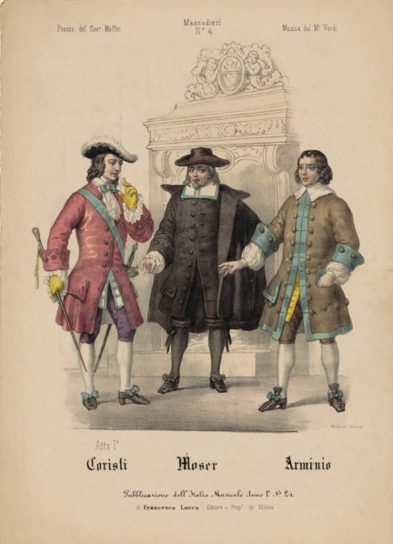 Costume design for the opera I masnadieri by Giuseppe Verdi, 1847-1848.