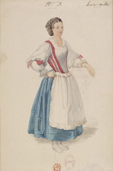 Costume design for the opera Louise Miller by Giuseppe Verdi, Paris Opéra, 02.02.1853, 1853.