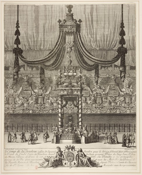 Decoration and arc de triomphe for the funeral of the Grand Condé held in Notre-Dame on March 10, 16