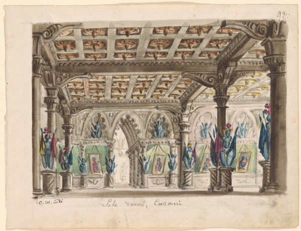 Set design for the Opera Ernani by Giuseppe Verdi.