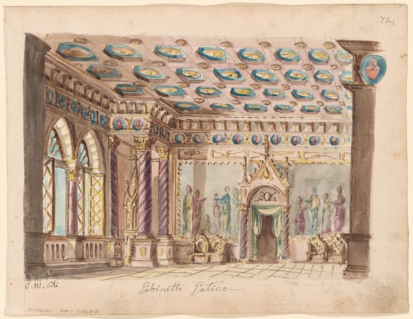 Set design for the Opera Ernani by Giuseppe Verdi.