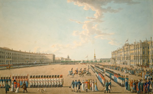 Parade at the Palace Square in St. Petersburg, Mid of the 19th cen.