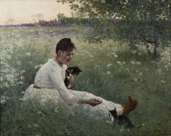 Girl with cats in a summer landscape, 1892.