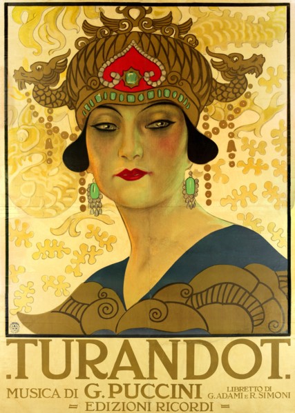 Poster for the opera Turandot at the Teatro alla Scala, 1926.
