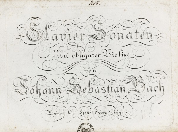 Title page of the six sonatas for violin and obbligato harpsichord, Between 1800 and 1805.