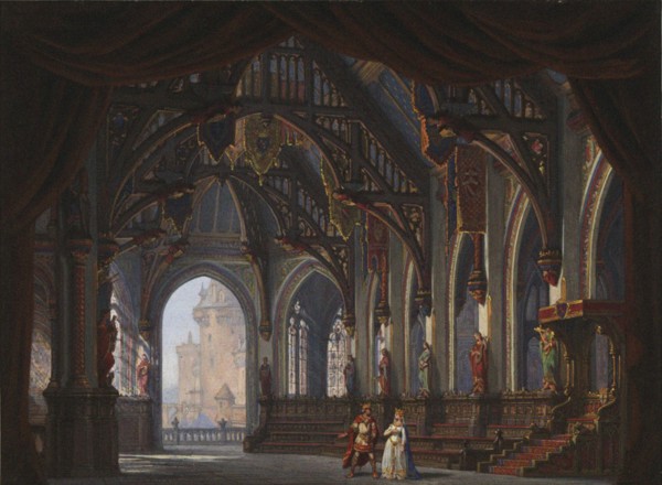 Set design for Opera Tannhäuser by Richard Wagner. Paris, Théâtre de l'Opéra-Le Peletier, 13.03.1861