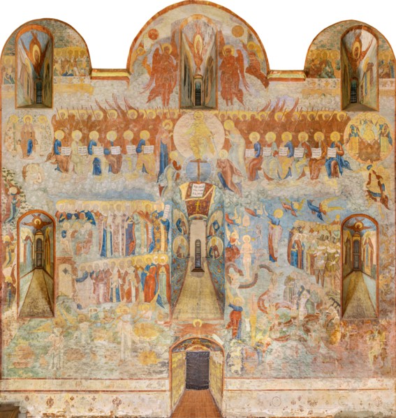 The Last Judgment. Fresco of the Saint Sophia Cathedral, Vologda, 17th century.