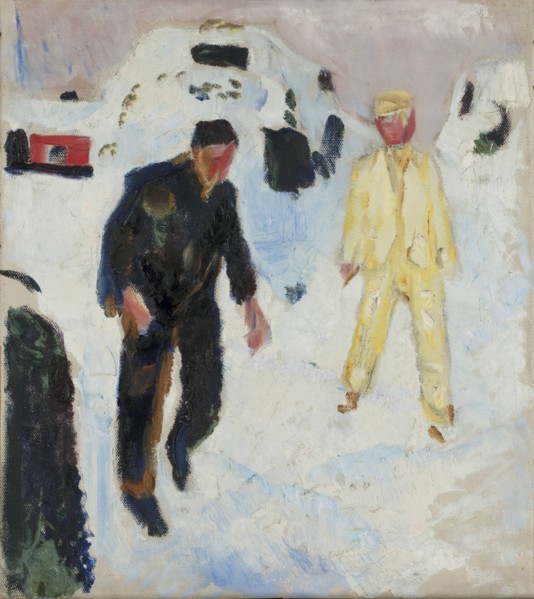 Black and Yellow Men in Snow, 1910-1912.