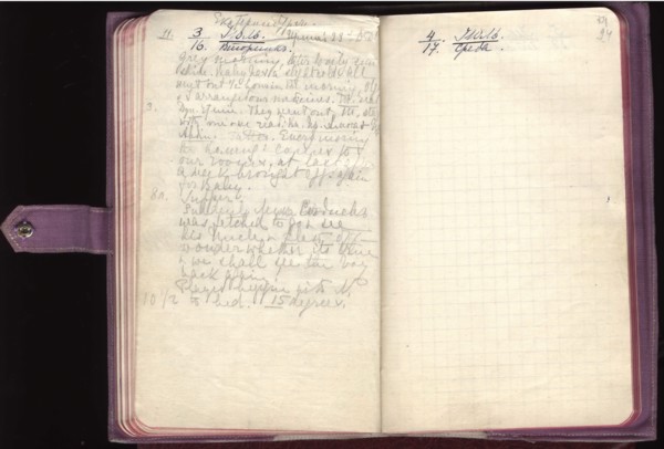 Last page from last diary of Empress Alexandra Fyodorovna, 1918.