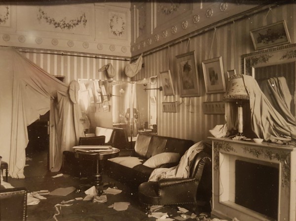 Boudoir of Empress Alexandra Fyodorovna after the Storming the Winter Palace, 1917.
