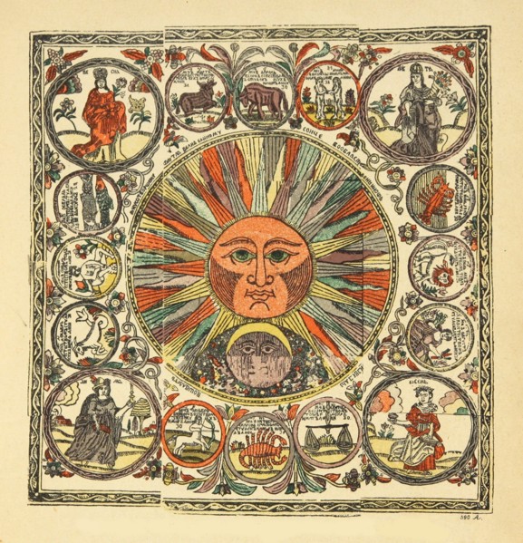 Sun and Zodiac, 19th century.