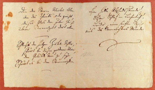 From the Ode to Joy (An die Freude). Autograph manuscript, 1785.