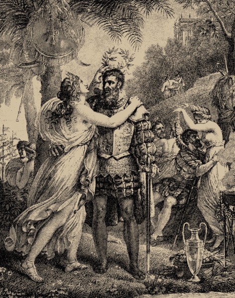 Vasco da Gama on the Island of Love. Illustration for The Lusiads by Luiz de Camoes, 1817.
