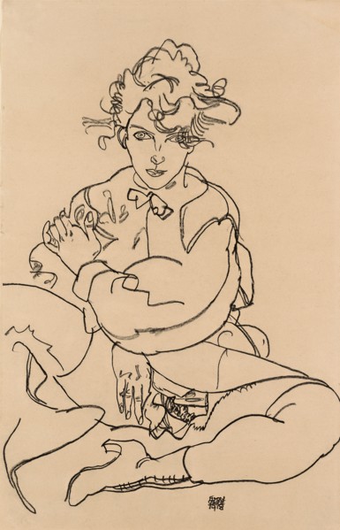 Girl sitting with spread legs, 1918.