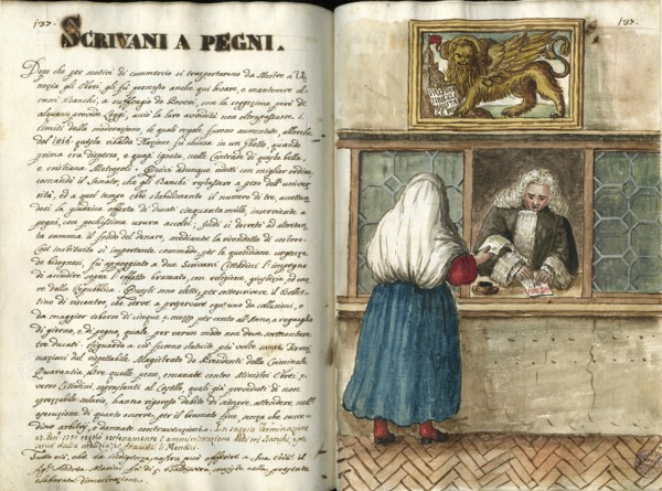 The pawnshop. From Gli abiti de' Veneziani, Second Half of the 18th cen..