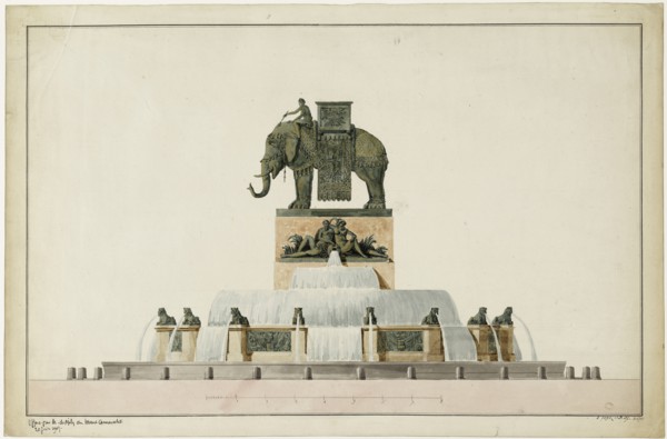 Project of the Elephant Fountain at the Place de la Bastille, ca 1809-1819.