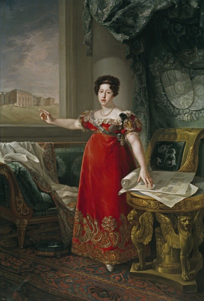 Maria Isabel of Portugal (1797-1818), in front of the Prado Museum, 1829.