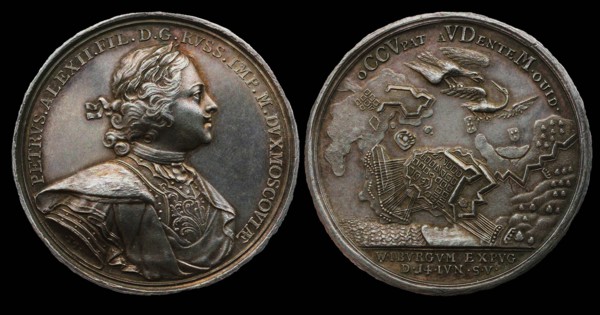 Medal Commemorating the capture of Vyborg, 1710. From the series Great Northern War, .