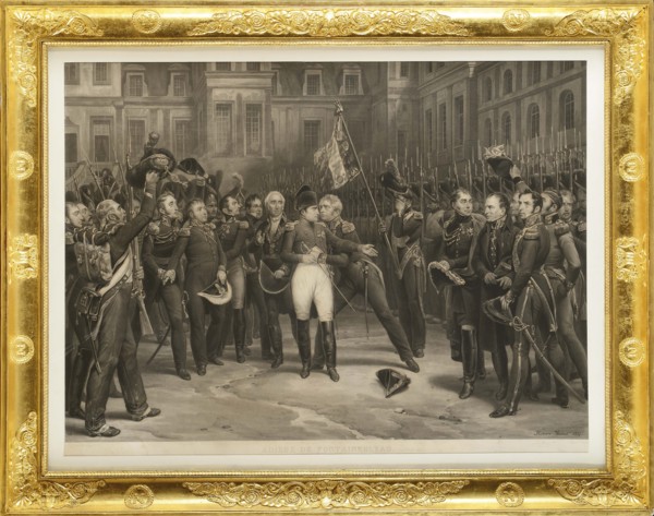 Napoleon's farewell to the Imperial Guard in the courtyard of the Palace of Fontainebleau on 20 Apri